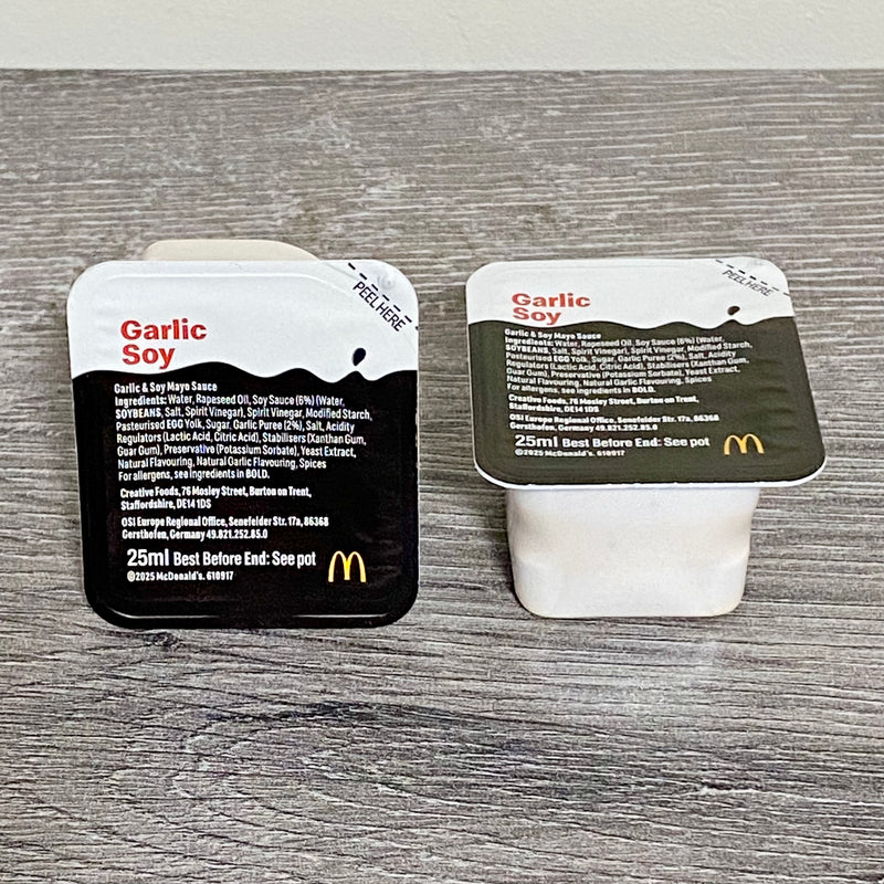 2x McDonald’s Garlic Soy Dip Dips Limited Edition UK Sauce Dipping Pot Sealed