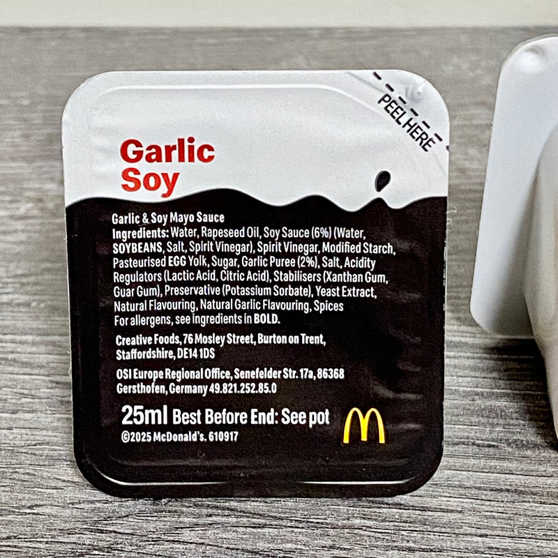 2x McDonald’s Garlic Soy Dip Dips Limited Edition UK Sauce Dipping Pot Sealed