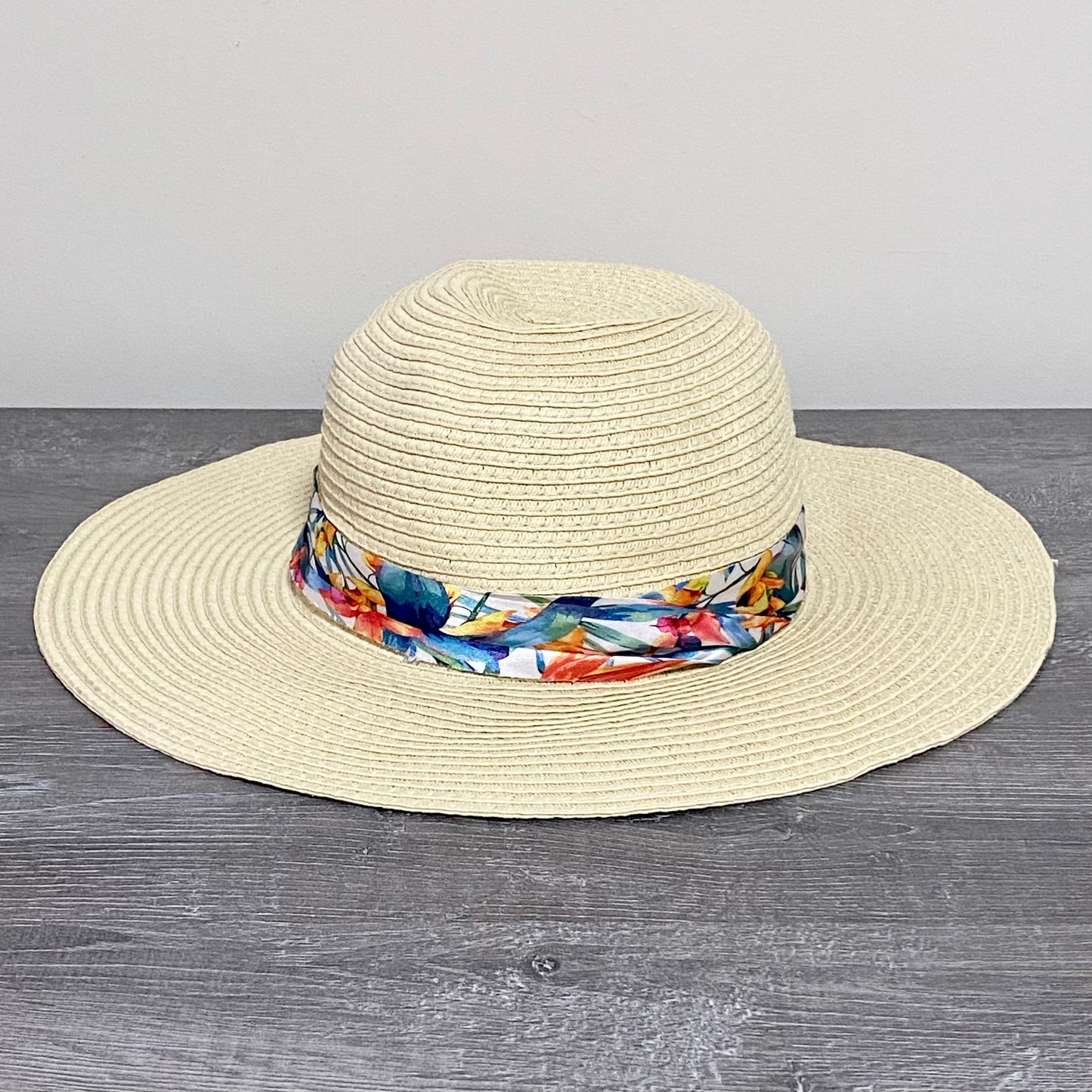 Avenue Straw Woven Floral Flower Ribbon Summer Sun Hat Women Wide Beach One Size