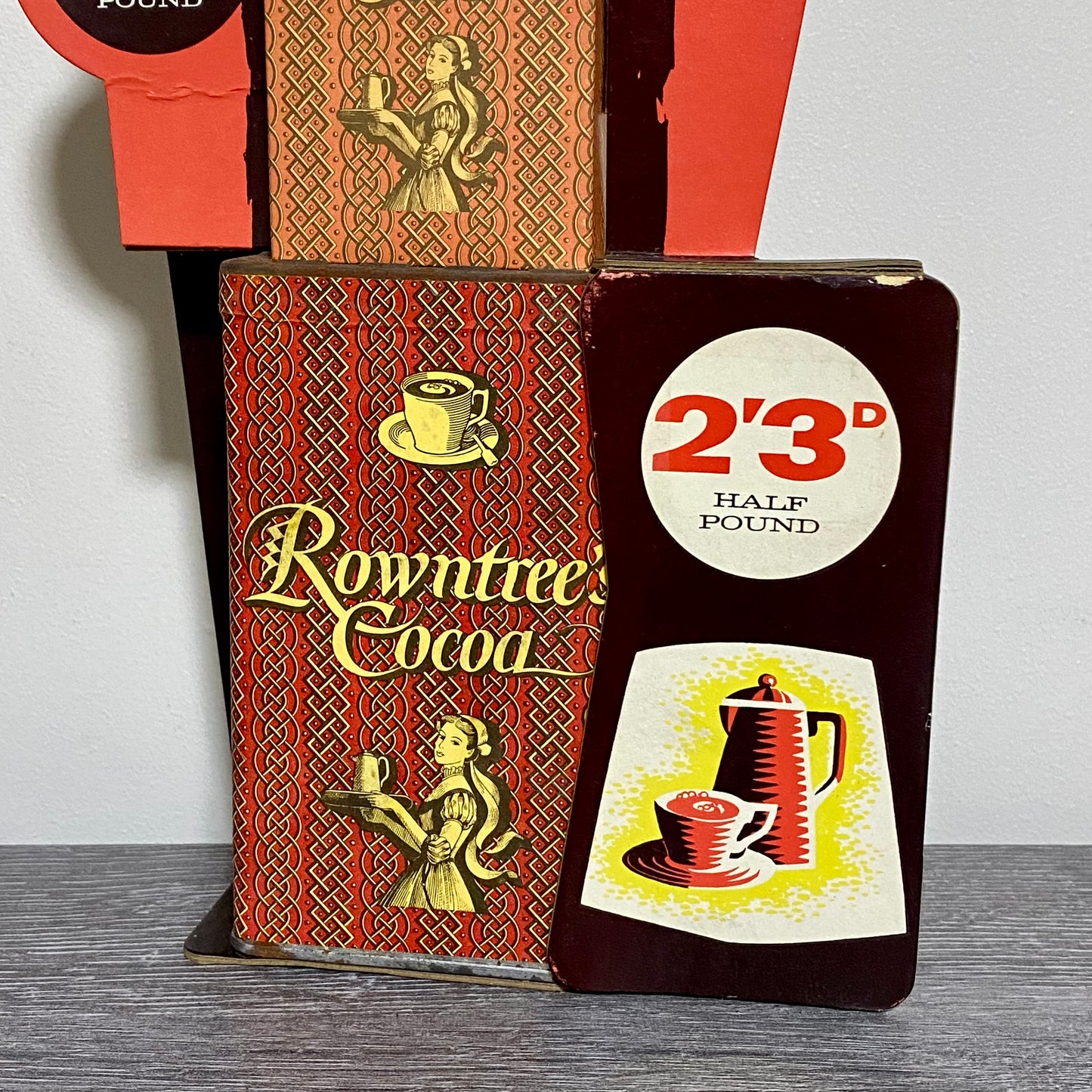 Antique Vintage Rowntrees Cocoa One Display Stack Chocolate Stand Boxed Rare