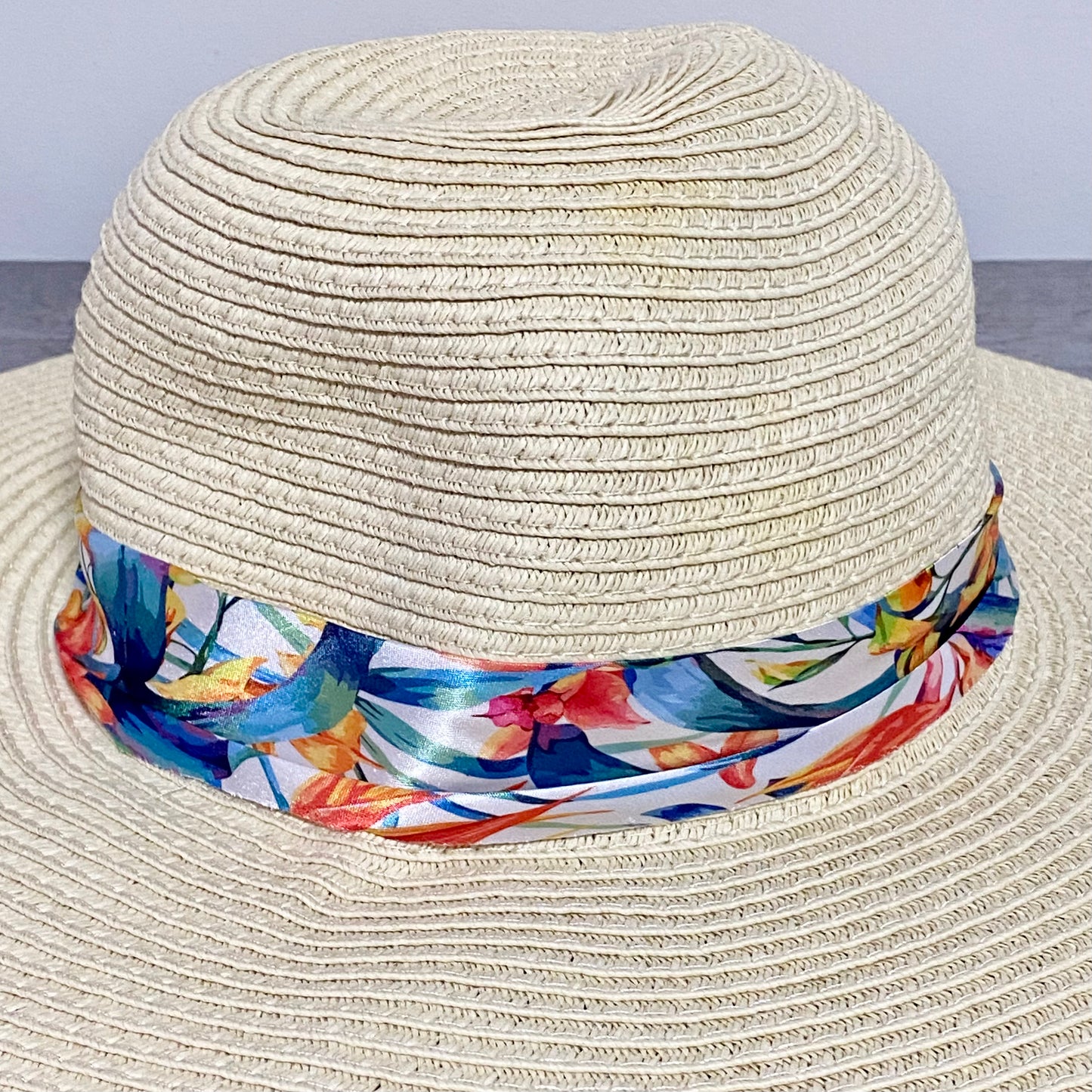 Avenue Straw Woven Floral Flower Ribbon Summer Sun Hat Women Wide Beach One Size