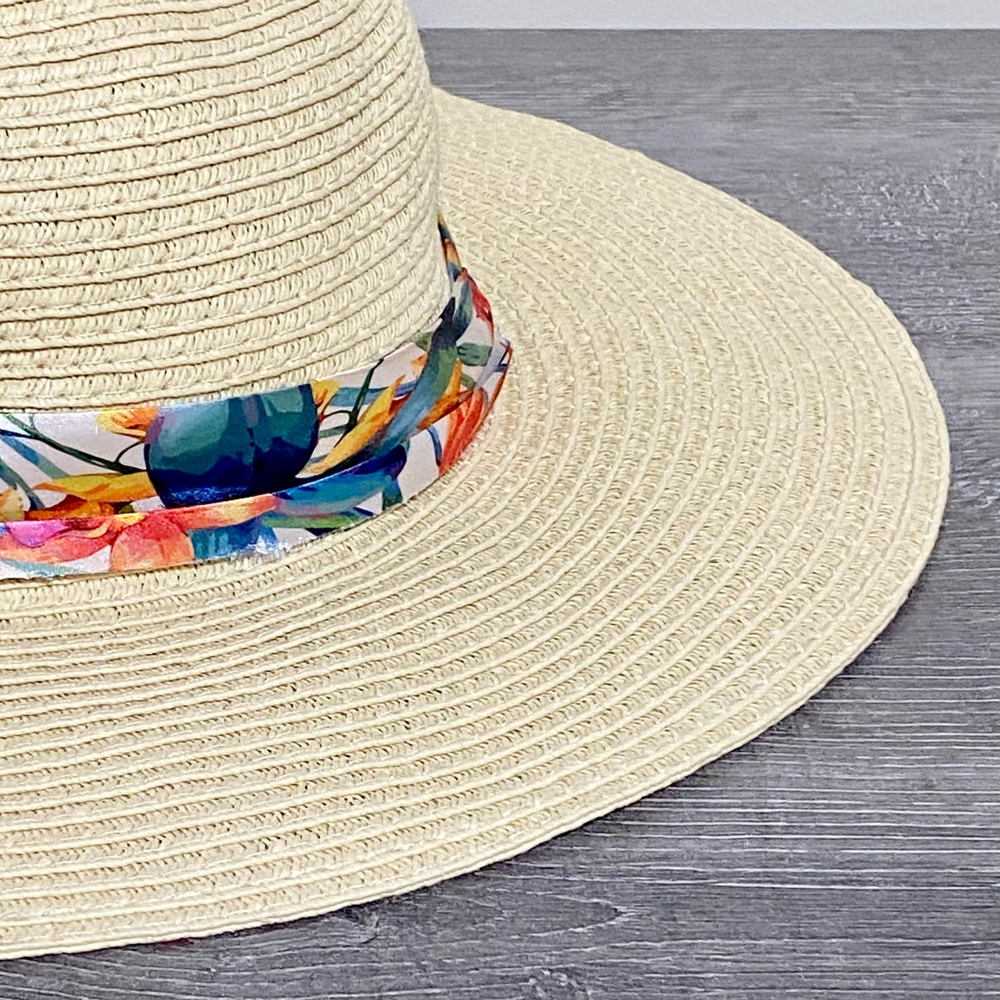 Avenue Straw Woven Floral Flower Ribbon Summer Sun Hat Women Wide Beach One Size
