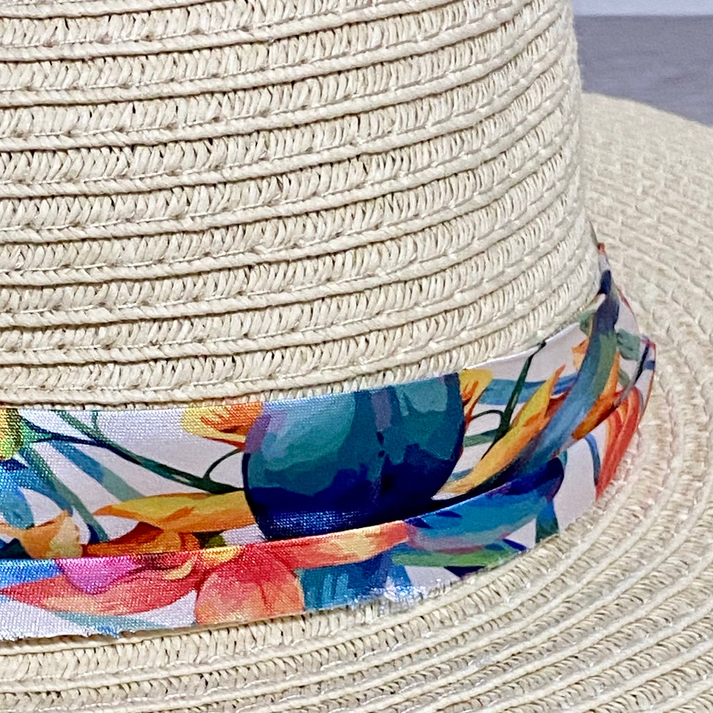 Avenue Straw Woven Floral Flower Ribbon Summer Sun Hat Women Wide Beach One Size