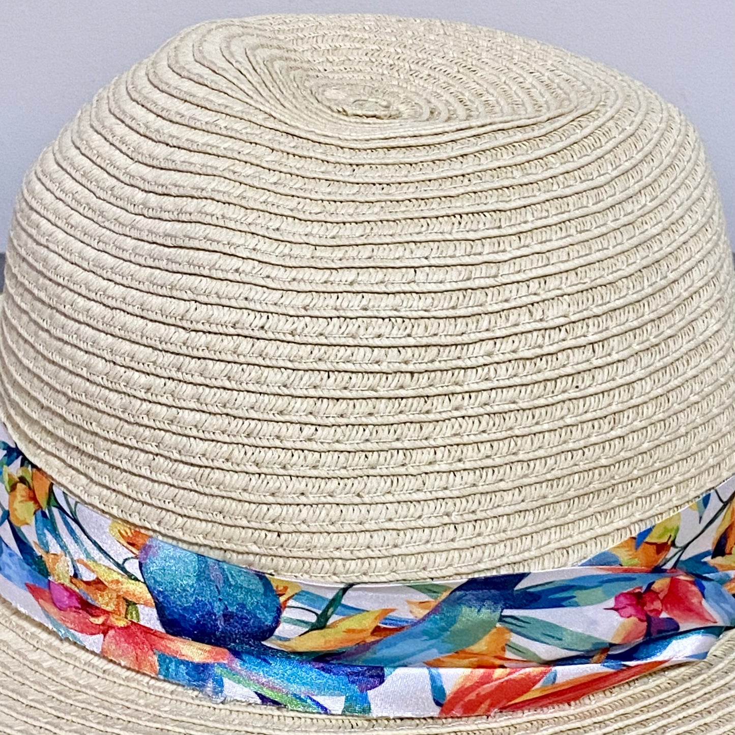 Avenue Straw Woven Floral Flower Ribbon Summer Sun Hat Women Wide Beach One Size