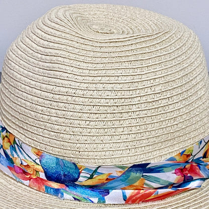 Avenue Straw Woven Floral Flower Ribbon Summer Sun Hat Women Wide Beach One Size