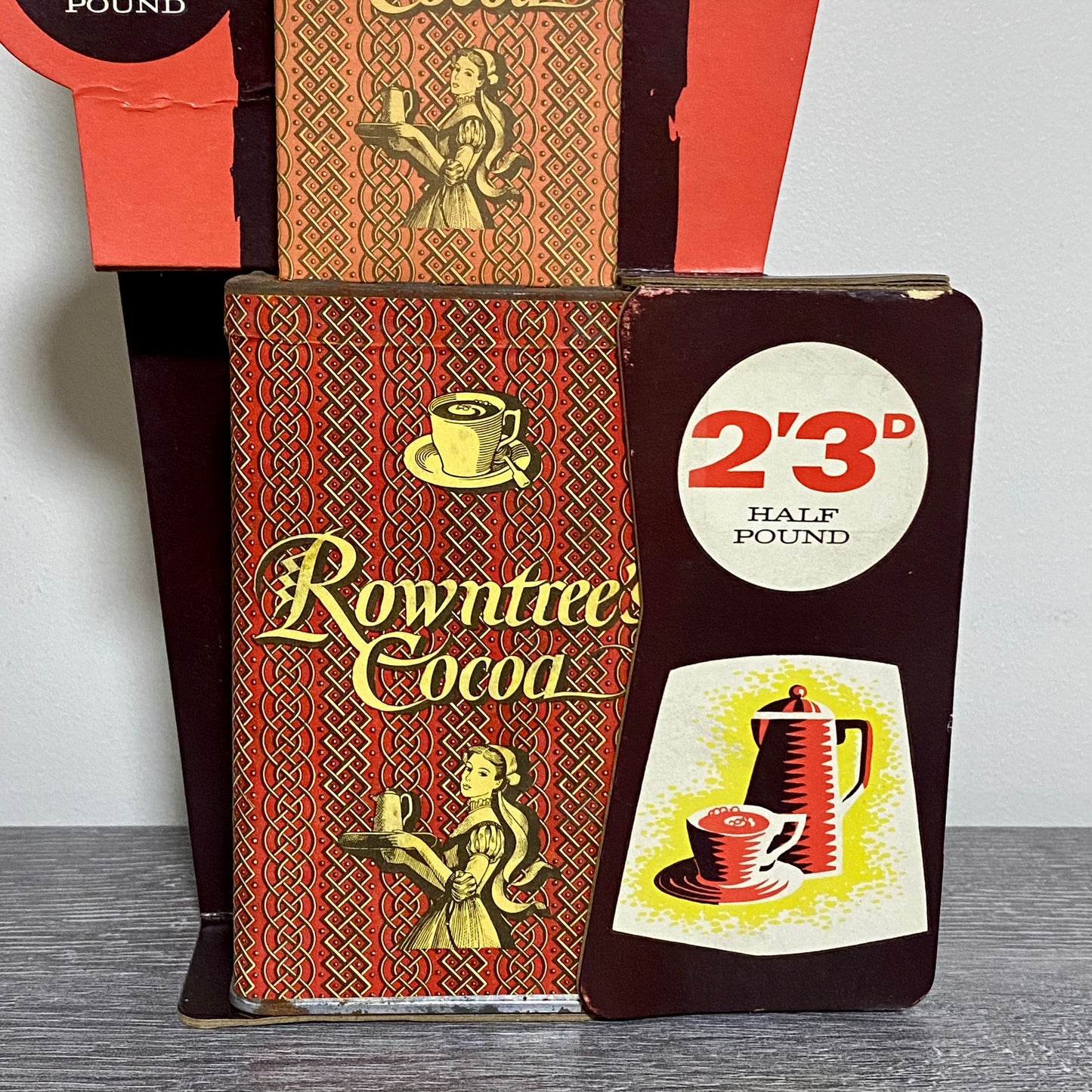 Antique Vintage Rowntrees Cocoa One Display Stack Chocolate Stand Boxed Rare