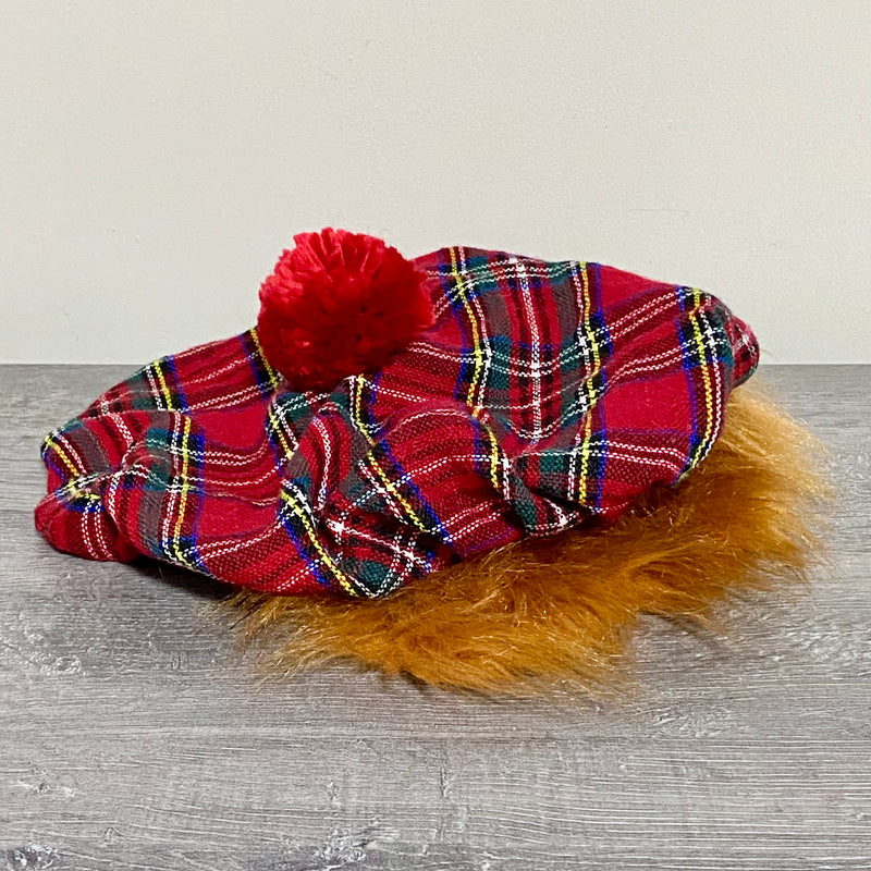 Scottish See You Jimmy Red Hat With Ginger Wig Red Tartan Novelty Gift Scotsman