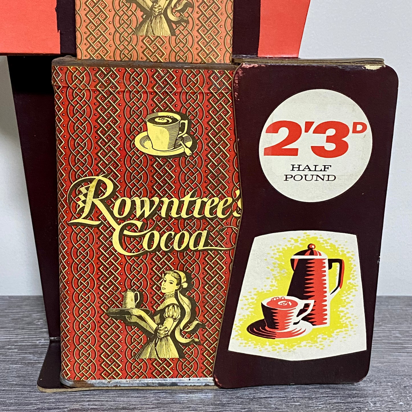 Antique Vintage Rowntrees Cocoa One Display Stack Chocolate Stand Boxed Rare