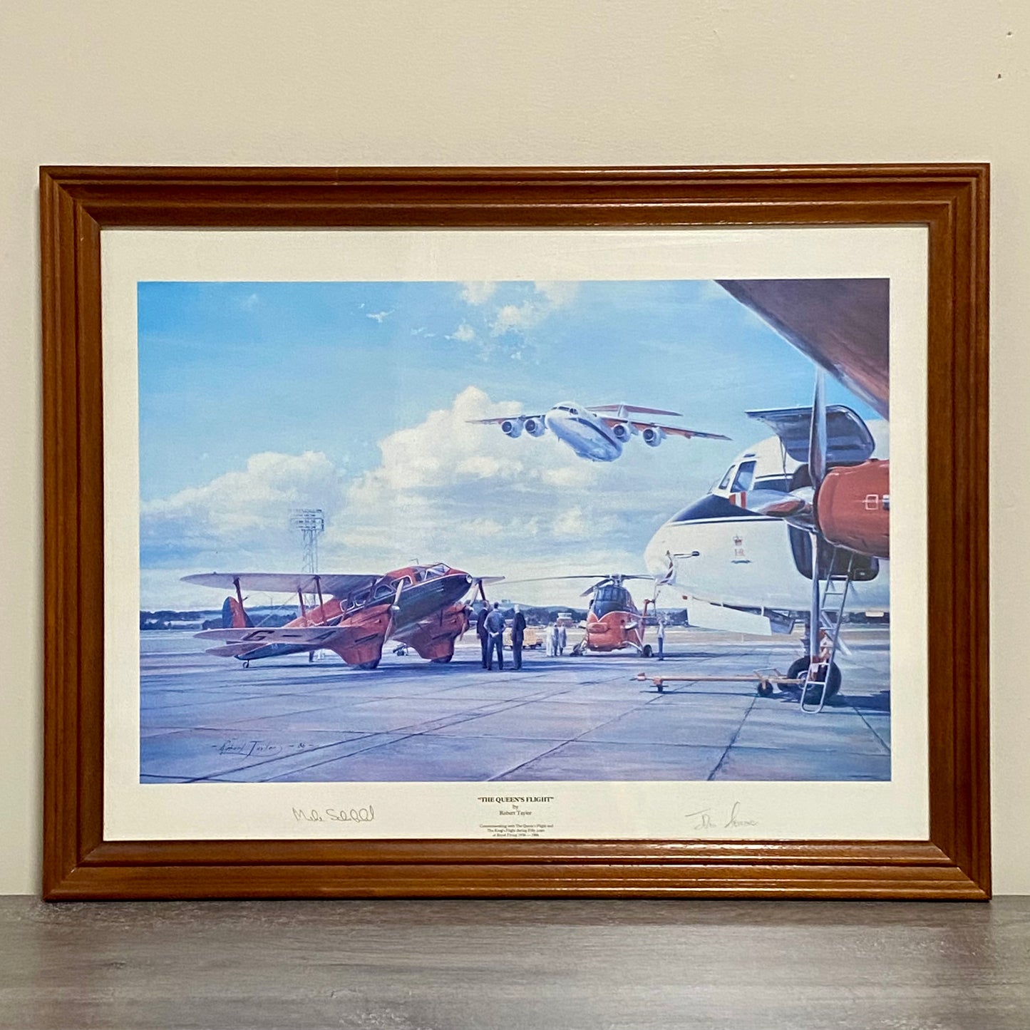 Vintage The Queen’s Flight By Robert Taylor Signed Pilots Framed WW2 Print Rare