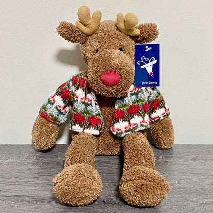 John Lewis Small Jumperjack Cozy Reindeer With Jumper Soft Plush Jellycat Collab