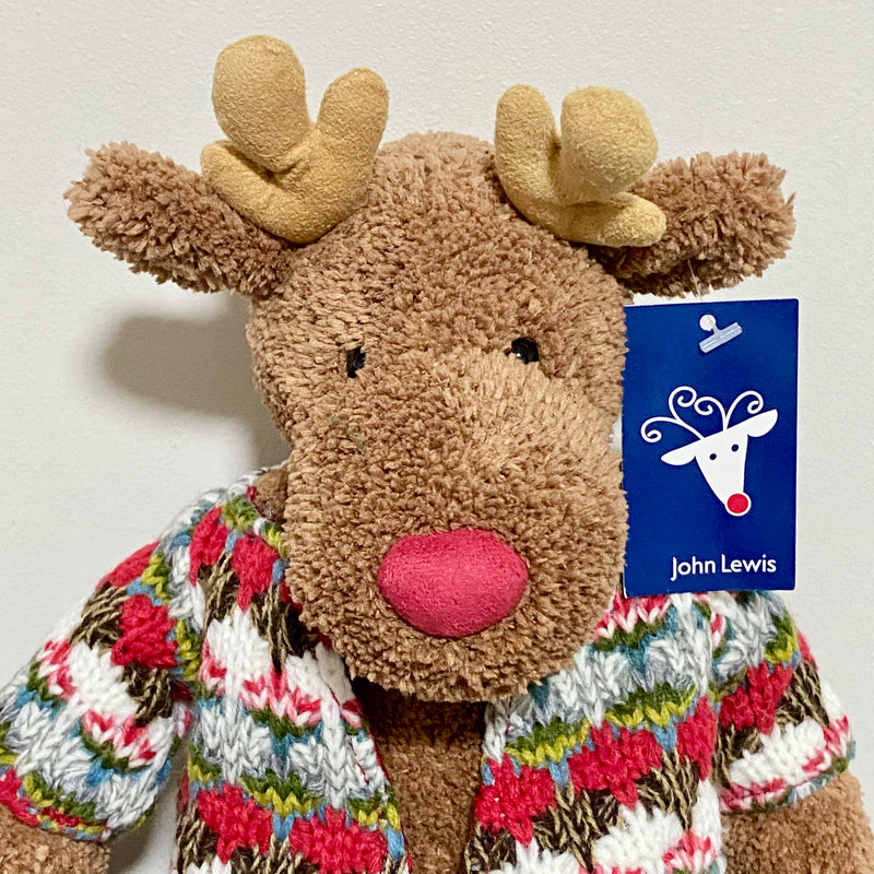 John Lewis Small Jumperjack Cozy Reindeer With Jumper Soft Plush Jellycat Collab