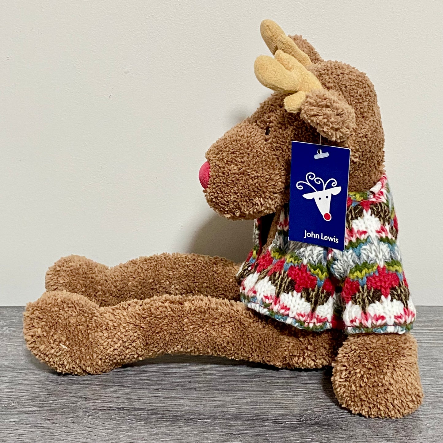 John Lewis Small Jumperjack Cozy Reindeer With Jumper Soft Plush Jellycat Collab