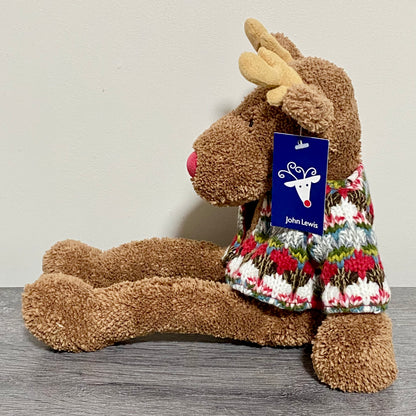 John Lewis Small Jumperjack Cozy Reindeer With Jumper Soft Plush Jellycat Collab