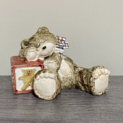 Unique Teddy Bear Themed Money Box Piggy Bank Coin Storage Art Decorative Rare