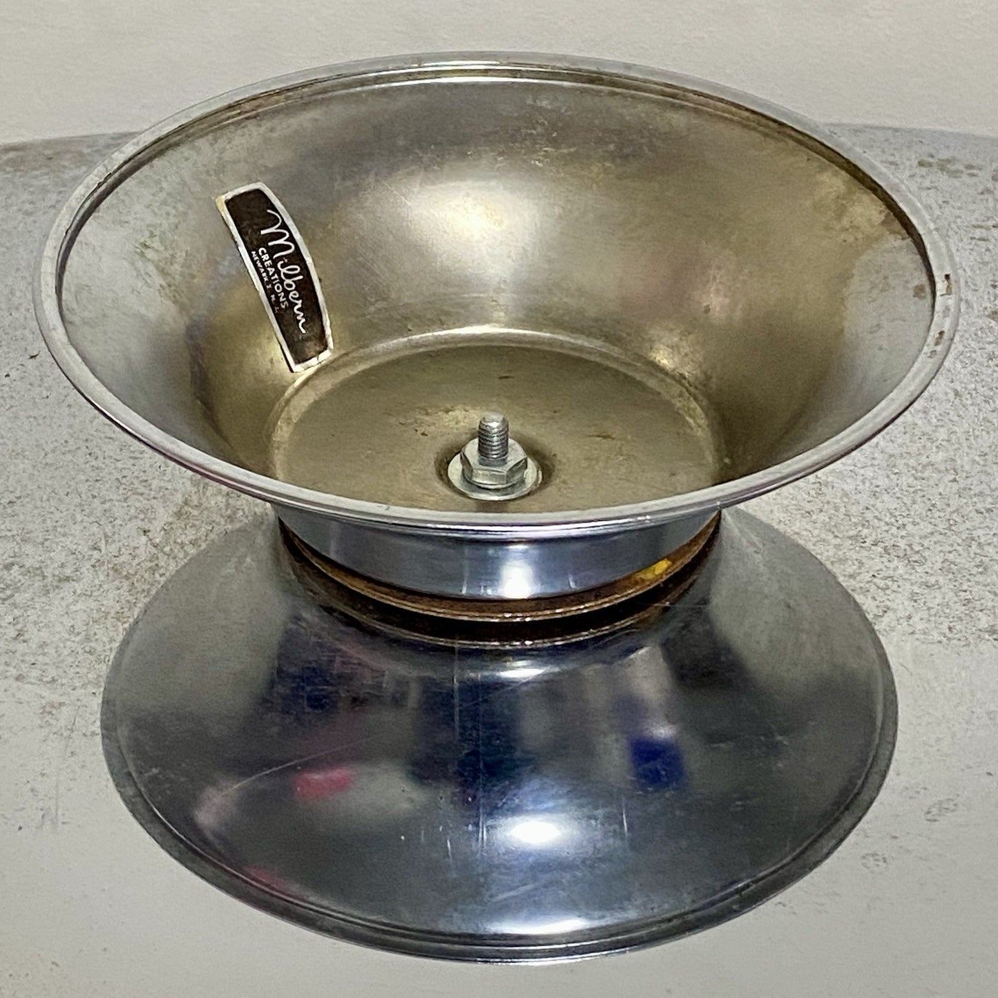 Vintage Milbern Creations 13” Square Chrome Spinning Cake Appetizer Serving Tray
