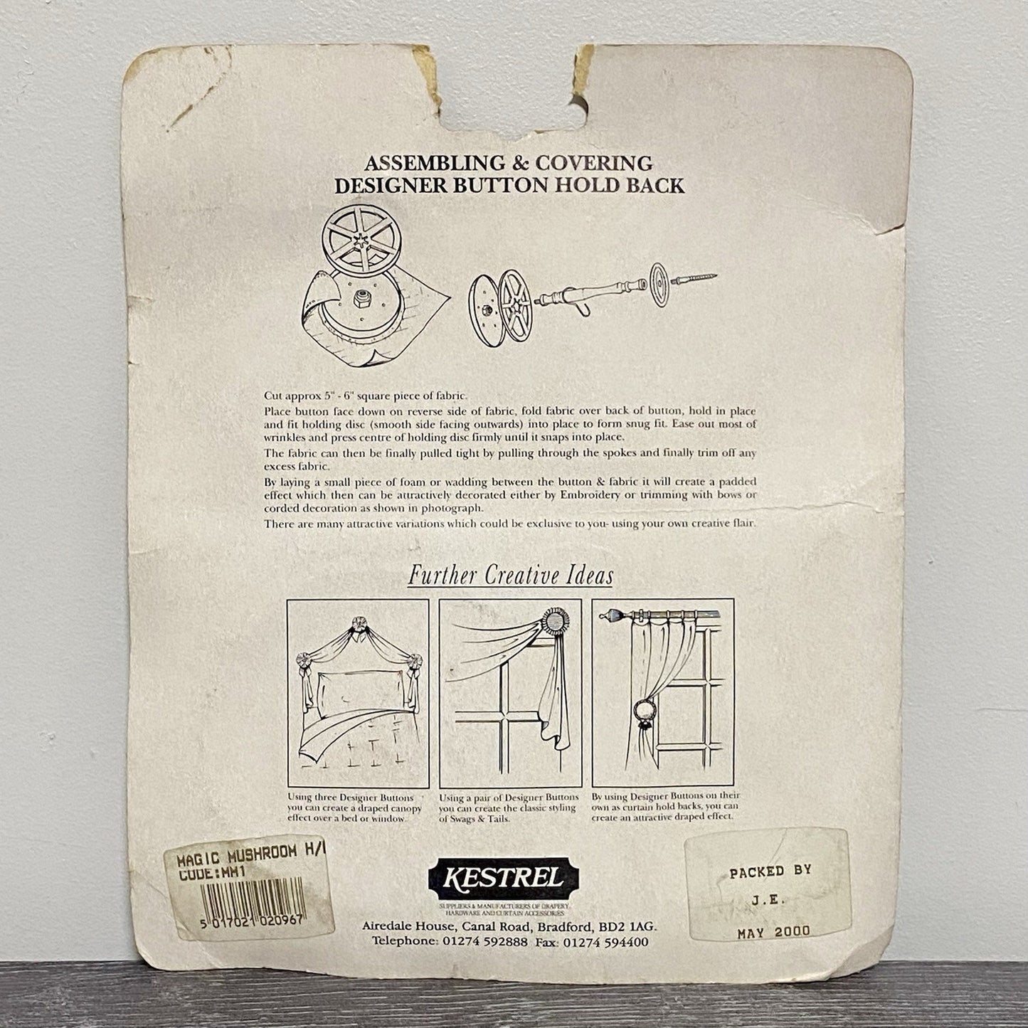 Vintage Kestrel Curtain Designer Button Hold Back Holdback Art Deco Kit Set Rare