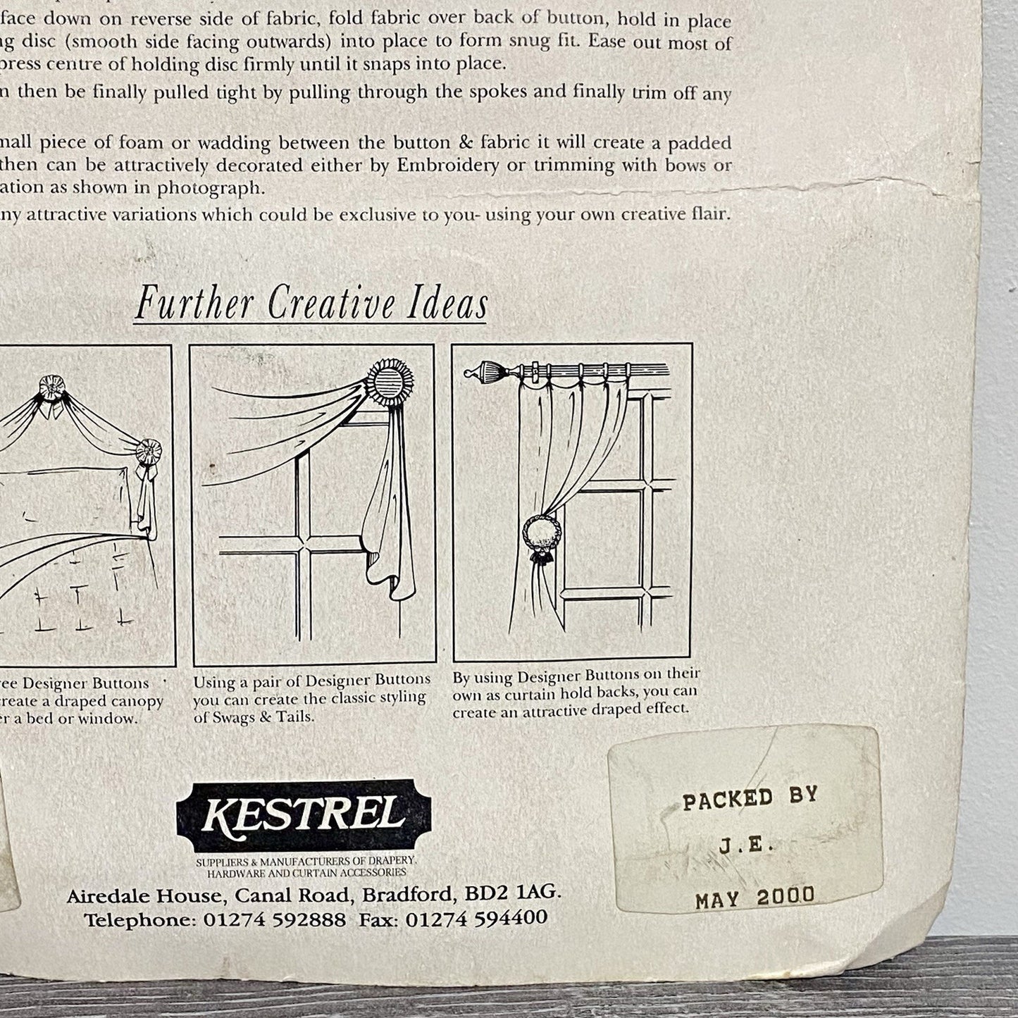 Vintage Kestrel Curtain Designer Button Hold Back Holdback Art Deco Kit Set Rare
