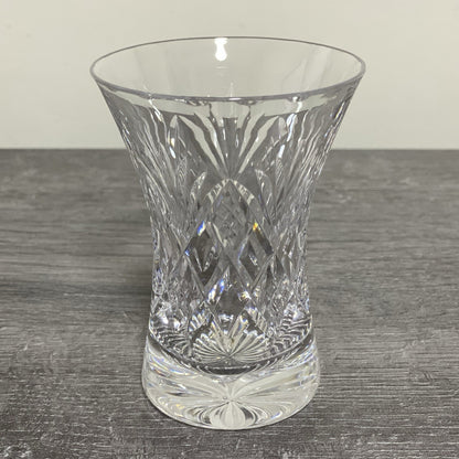Vintage Small Round Cut Crystal Glass Vase Art Deco Diamond Pattern Retro Style
