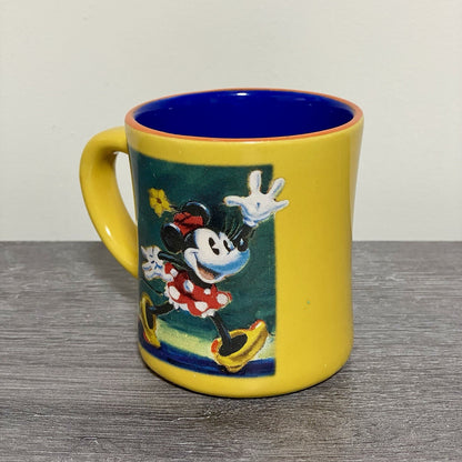 Official Disney Store Minnie Mouse Coffee Mug Yellow Vintage Retro Tea Cup Rare