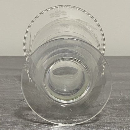 Vintage Crystal Cut Glass Clear Round Floral Art Deco Flared Rimmed Edge Vase