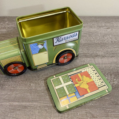 Vintage Harrods Express Truck Car With Moving Wheels & Lid Collectible Tin Rare