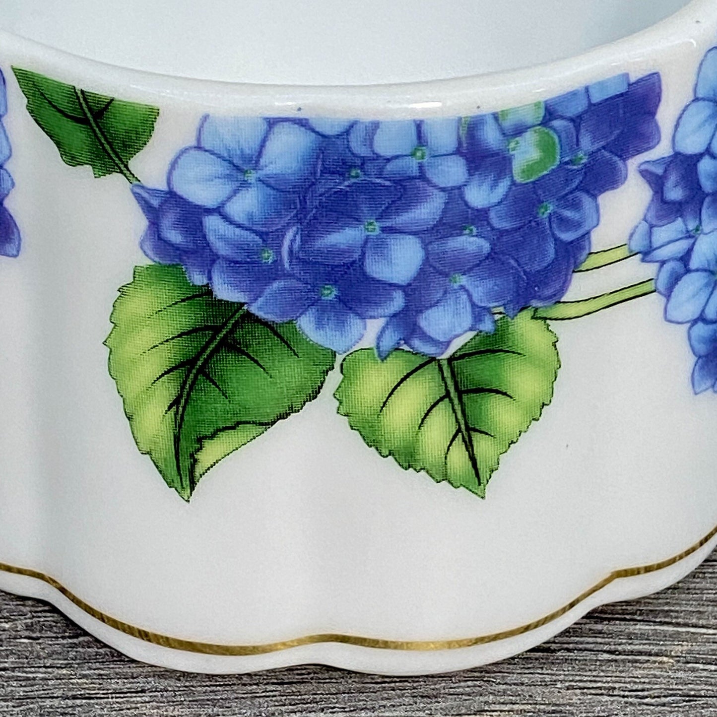 Stackable Tea Cup Coffee Mug Decorative Floral Butterfly Hydrangeas Gold Trim