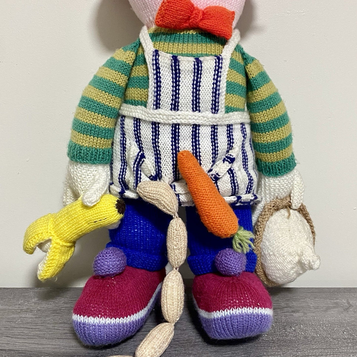 Vintage Jean Greenhowe Hand Knitted XXL Large Butcher Clown Plush Soft Toy Rare