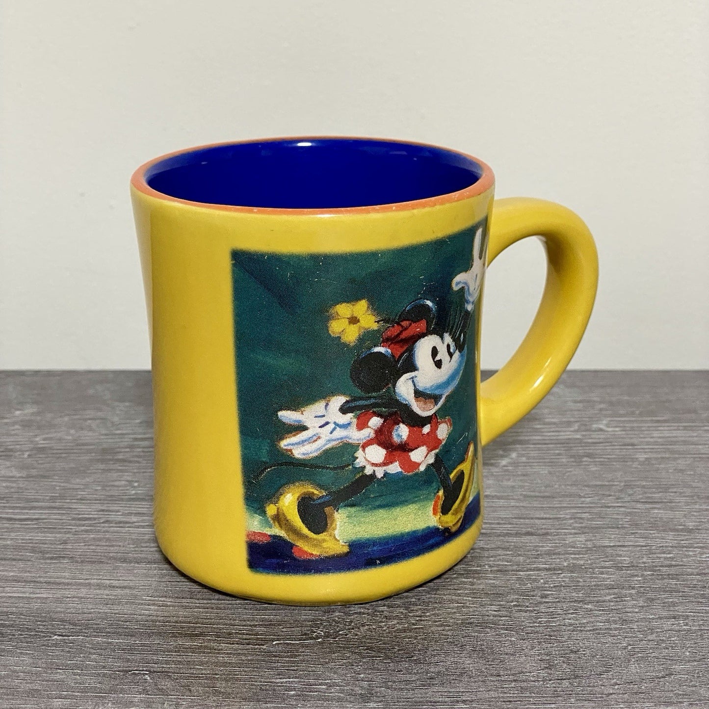 Official Disney Store Minnie Mouse Coffee Mug Yellow Vintage Retro Tea Cup Rare
