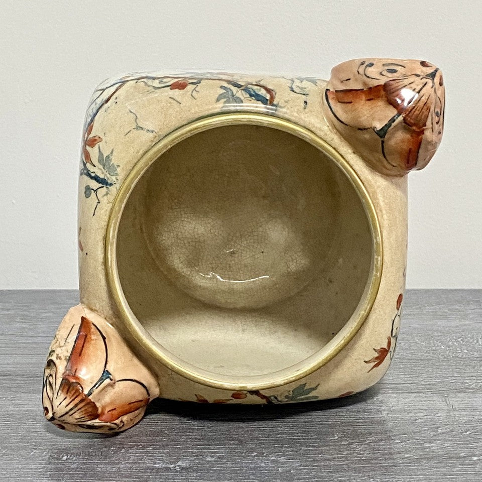 Antique Doulton Warwick Burslem Vase 1882 - 1902 Mark Floral Eagle Handled Rare