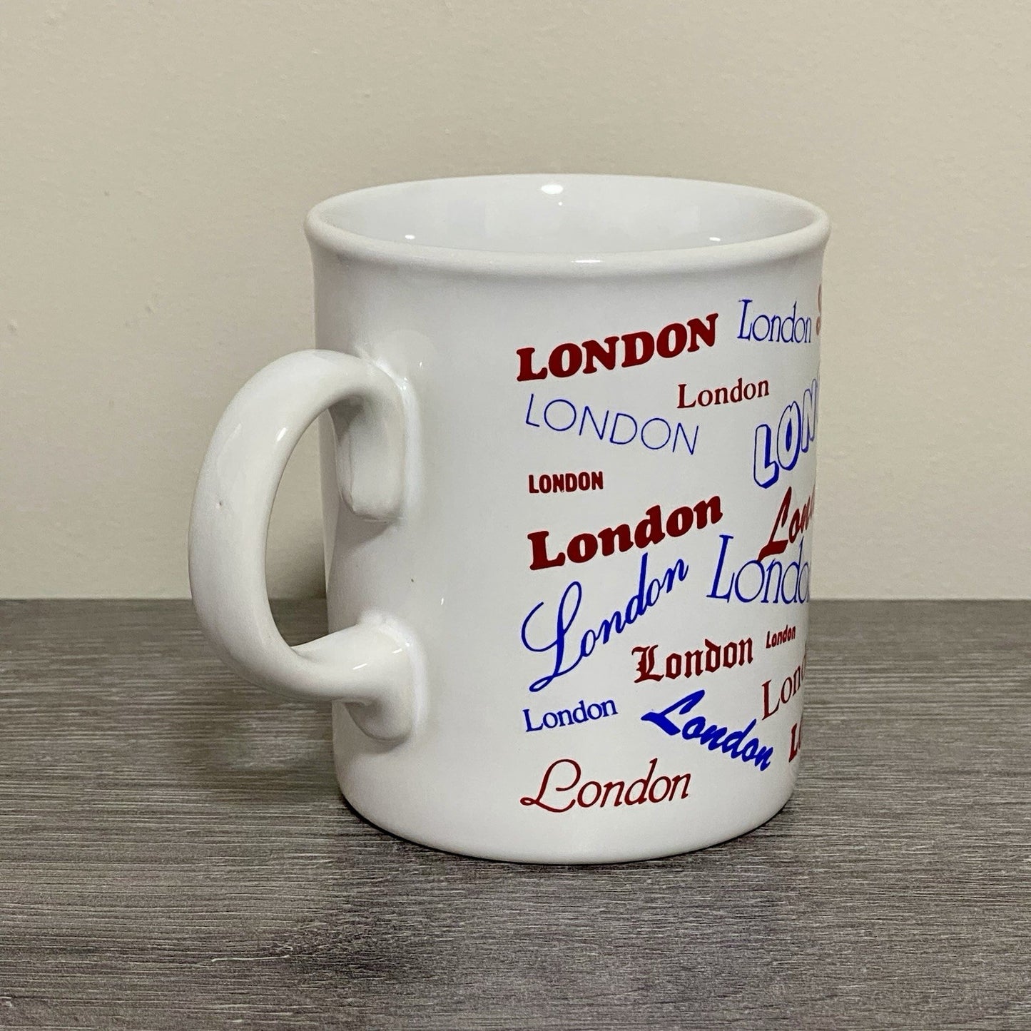 Vintage London Writing Fonts Coffee Mug Collectible Tea Cup Made In England Rare