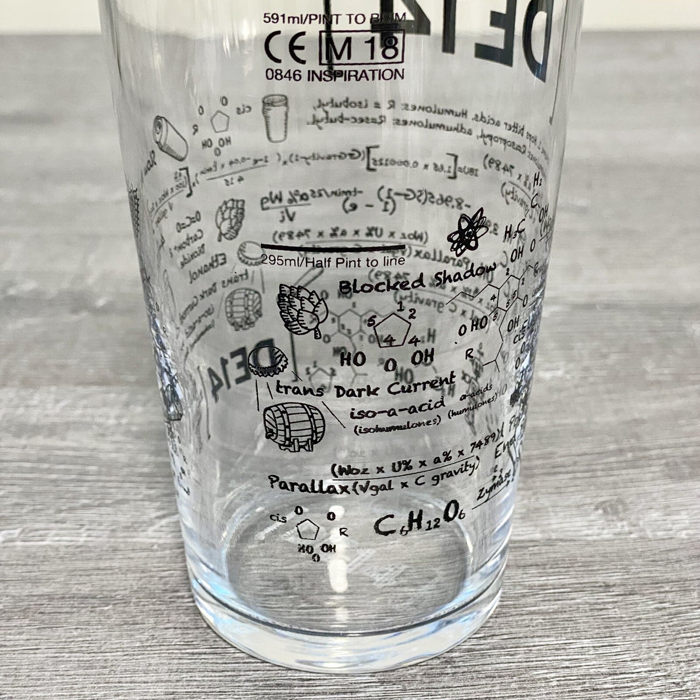 DE14 Math Science Learning Formula Scientific Pint Glass Bar Pub Glasses Rare