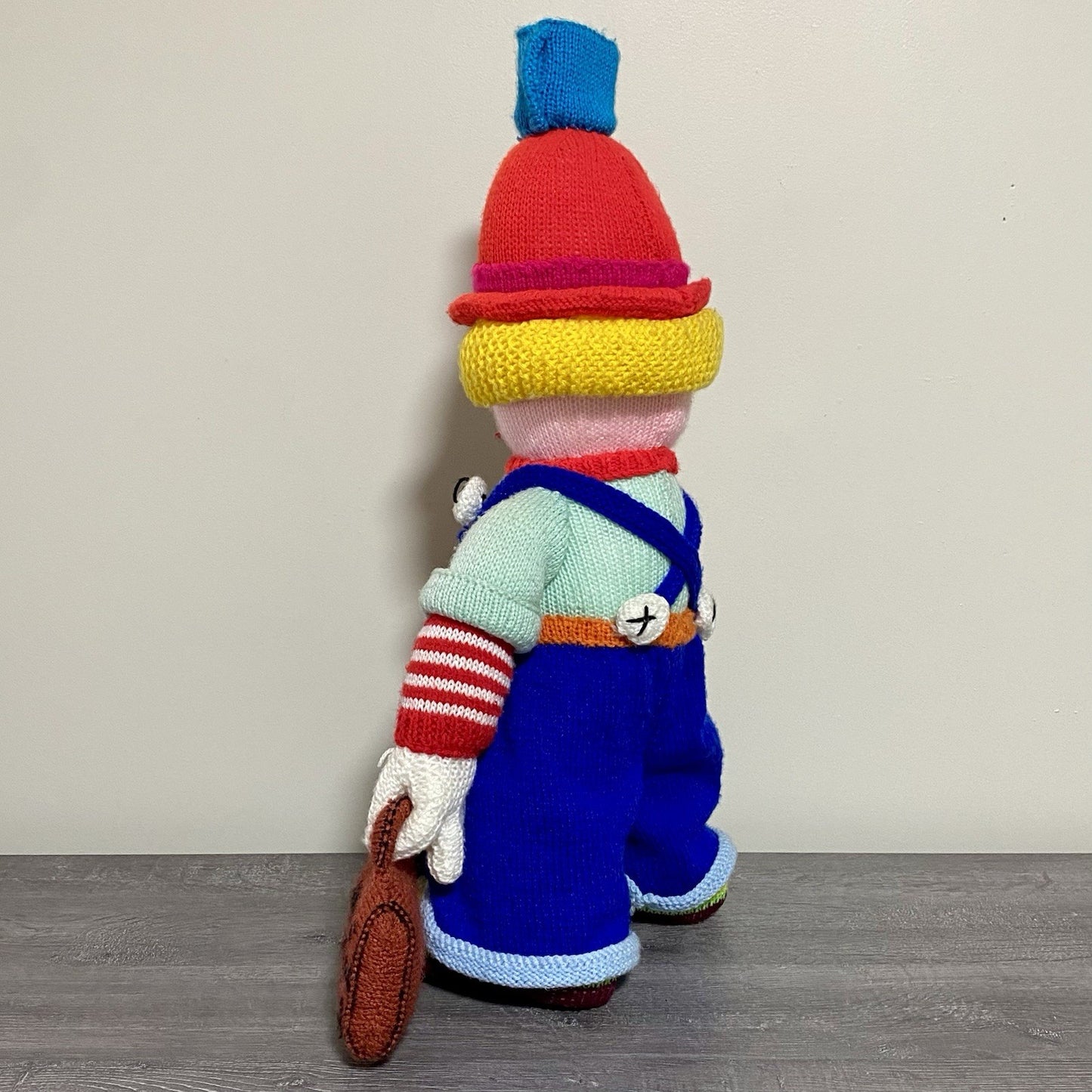 Vintage Jean Greenhowe Hand Knitted XXL Large Mechanic Clown Plush Soft Toy Rare