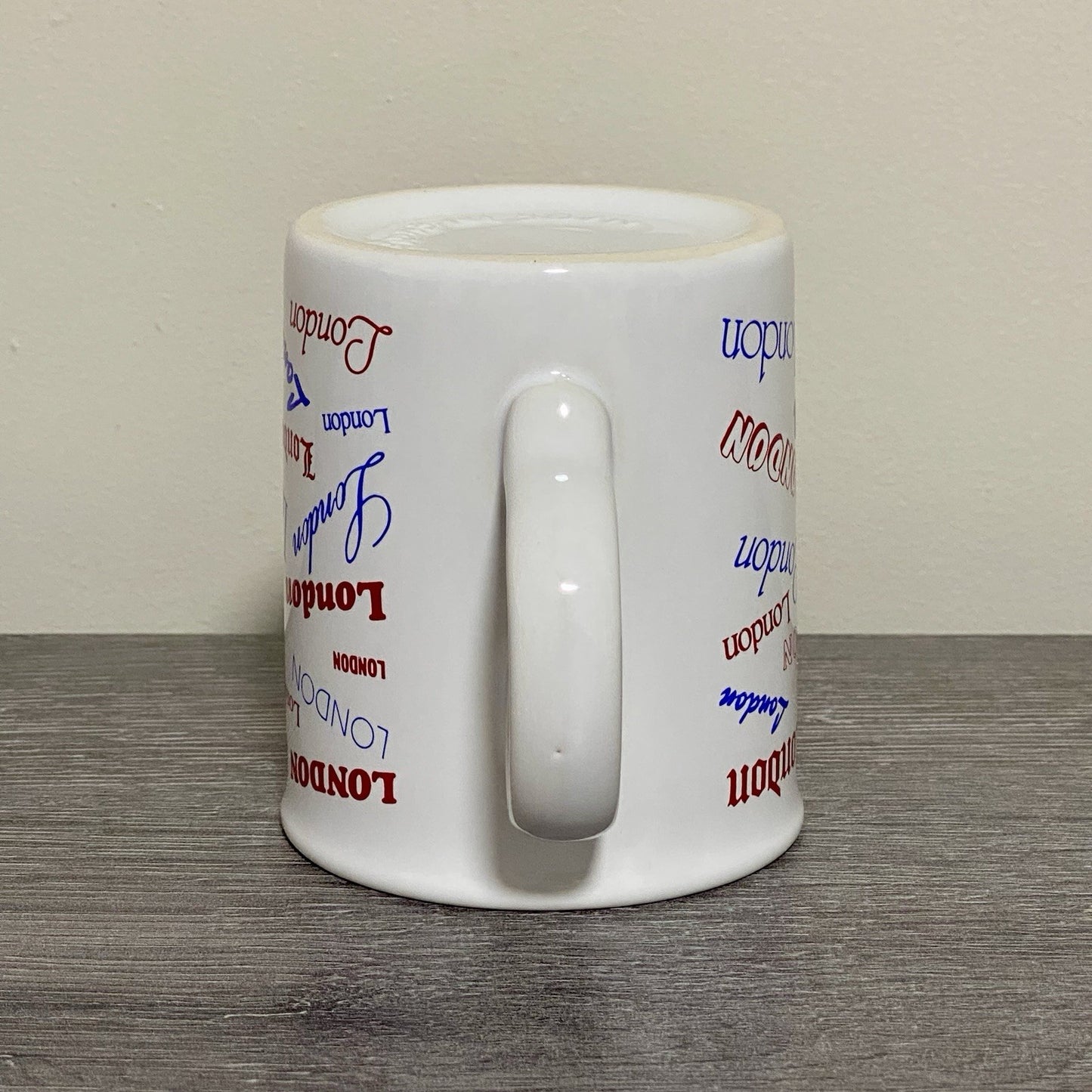 Vintage London Writing Fonts Coffee Mug Collectible Tea Cup Made In England Rare