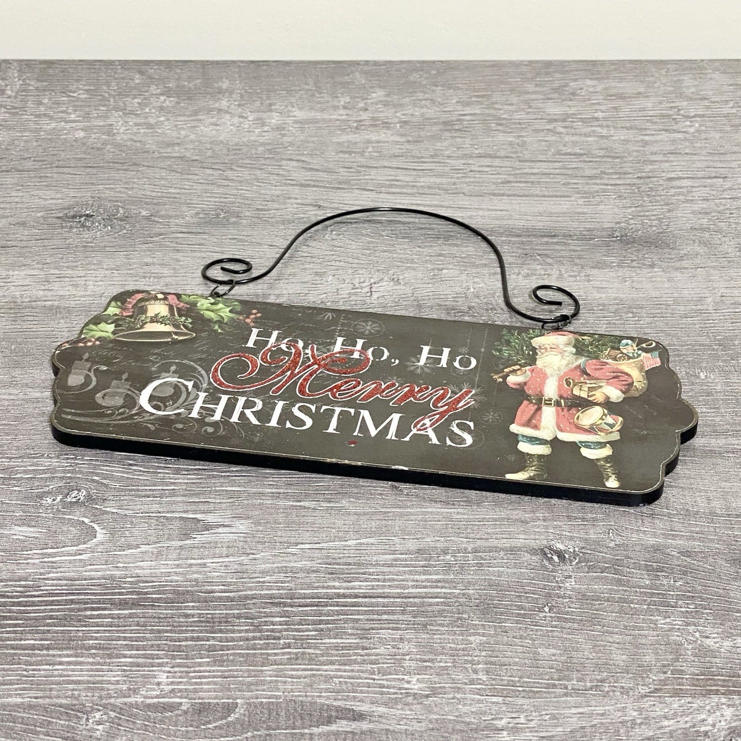 Ho Ho Ho Merry Christmas Santa Door Sign Plaque Wooden Xmas Hanging Decoration