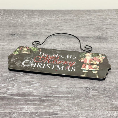 Ho Ho Ho Merry Christmas Santa Door Sign Plaque Wooden Xmas Hanging Decoration