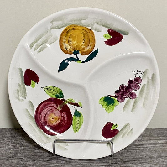 Ironstone Ware 3 Multi Section Round Serving Platter Dish Art Deco Apple Italian