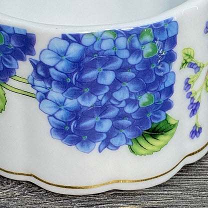 Stackable Tea Cup Coffee Mug Decorative Floral Butterfly Hydrangeas Gold Trim