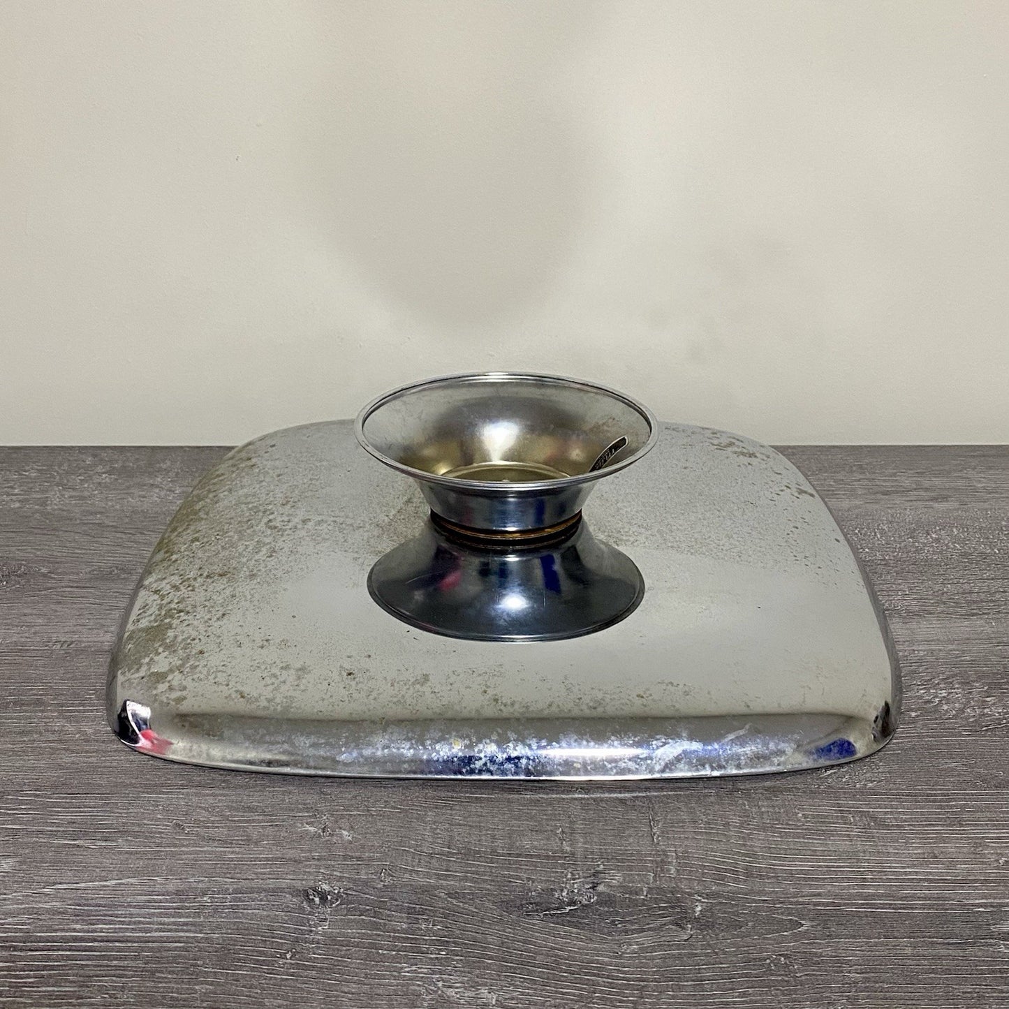 Vintage Milbern Creations 13” Square Chrome Spinning Cake Appetizer Serving Tray