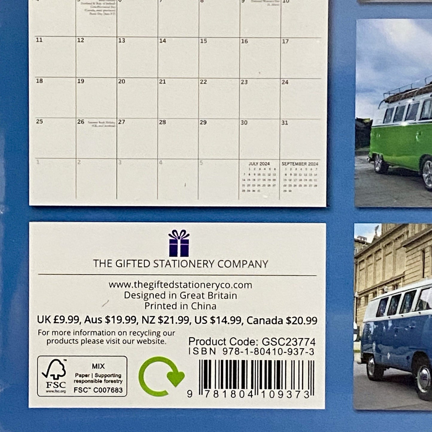 2024 Camper Vans Calendar Hippie Van Volkswagen Wall Hanging Art Deco Prints