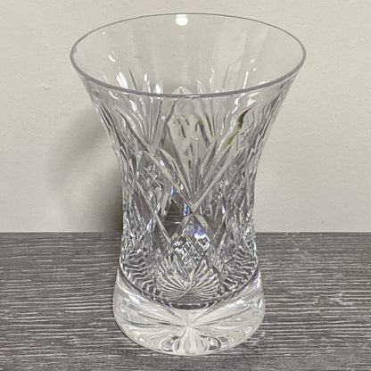 Vintage Small Round Cut Crystal Glass Vase Art Deco Diamond Pattern Retro Style