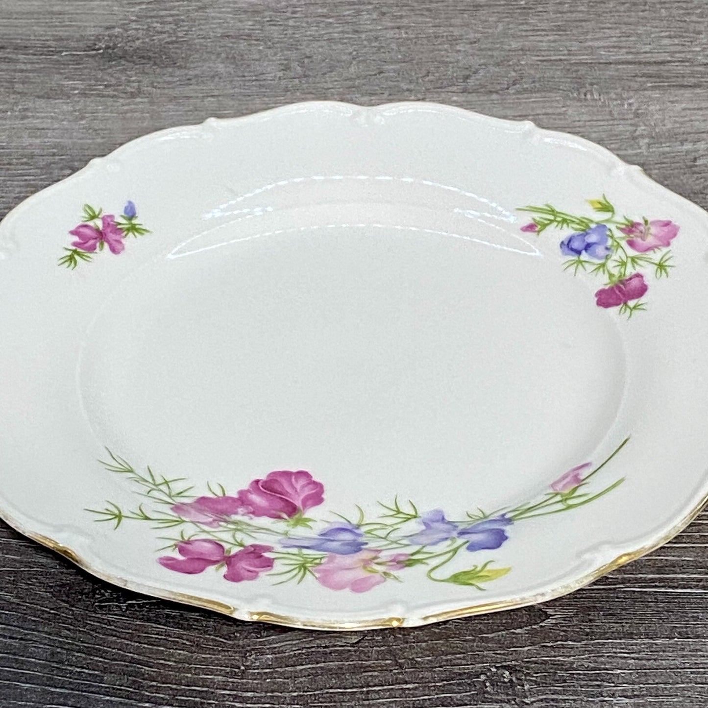 Haas & Czjzek Red Rose Floral Round Platter Chop Plate Gold Trim Czech China