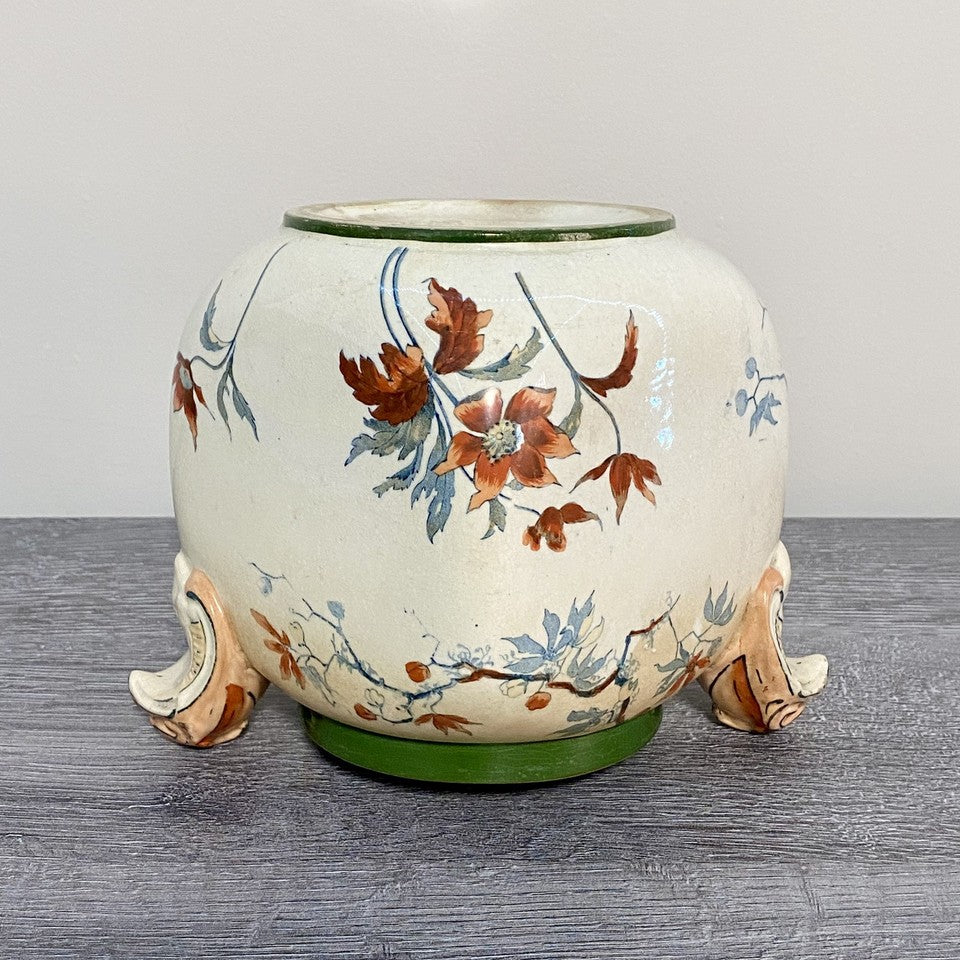 Antique Doulton Warwick Burslem Vase 1882 - 1902 Mark Floral Eagle Handled Rare