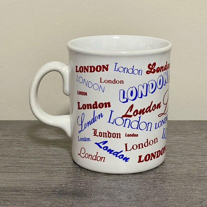 Vintage London Writing Fonts Coffee Mug Collectible Tea Cup Made In England Rare