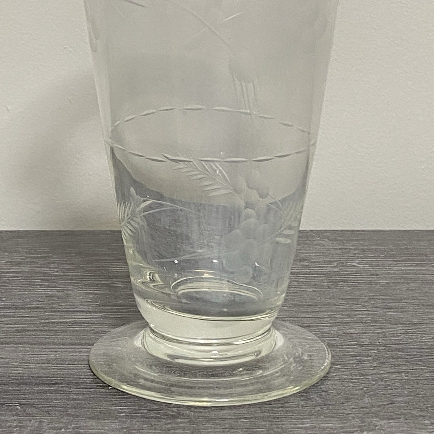 Vintage Crystal Cut Glass Clear Round Floral Art Deco Flared Rimmed Edge Vase