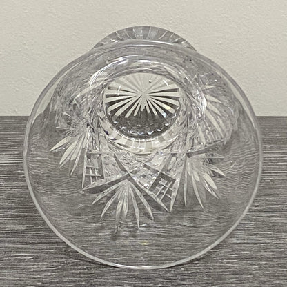 Vintage Small Round Cut Crystal Glass Vase Art Deco Diamond Pattern Retro Style