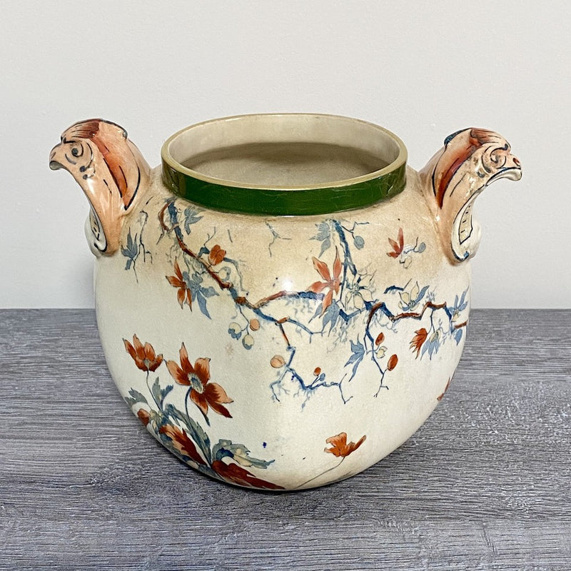 Antique Doulton Warwick Burslem Vase 1882 - 1902 Mark Floral Eagle Handled Rare