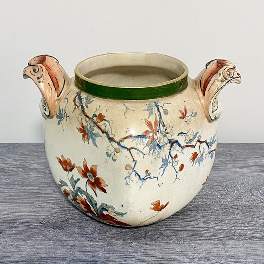 Antique Doulton Warwick Burslem Vase 1882 - 1902 Mark Floral Eagle Handled Rare