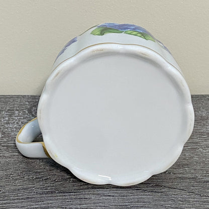 Stackable Tea Cup Coffee Mug Decorative Floral Butterfly Hydrangeas Gold Trim