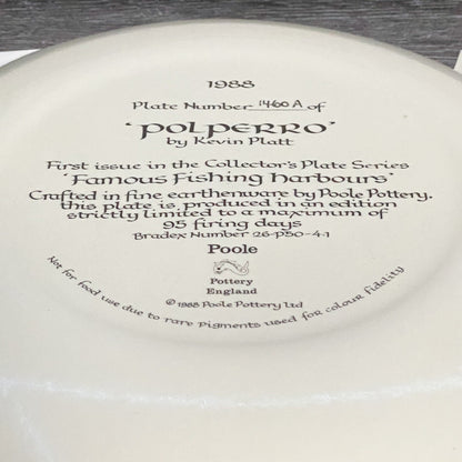 1988 Polperro By Kevin Platt Poole Pottery Famous Fishing Harbours Series Plate