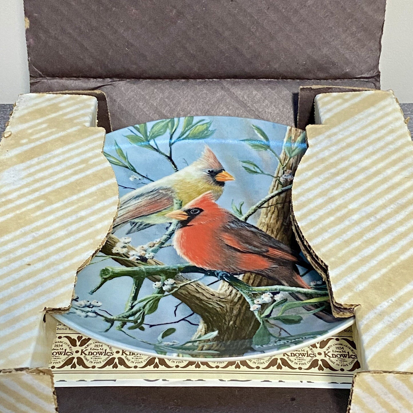 Vintage 1985 Edwin Knowles Birds Of Your Garden Collectible Plate & COA Boxed